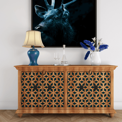 Vernado Rustic Wood 4-Door Sideboard Light Brown – side view | Oak & Loom Solid Wood Furniture