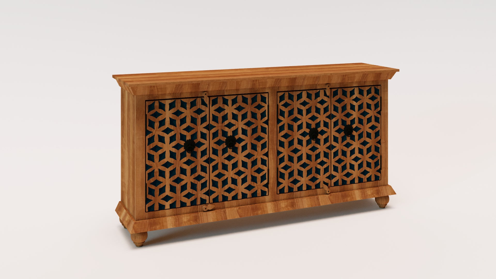 Vernado Rustic Wood 4-Door Sideboard – option 1 angled front view | Oak & Loom Solid Wood Furniture