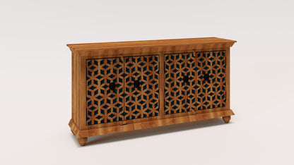 Vernado Rustic Wood 4-Door Sideboard – option 1 angled front view | Oak & Loom Solid Wood Furniture