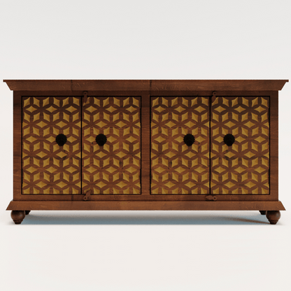 Vernado Rustic Wood 4-Door Sideboard – detail view | Oak & Loom Solid Wood Furniture